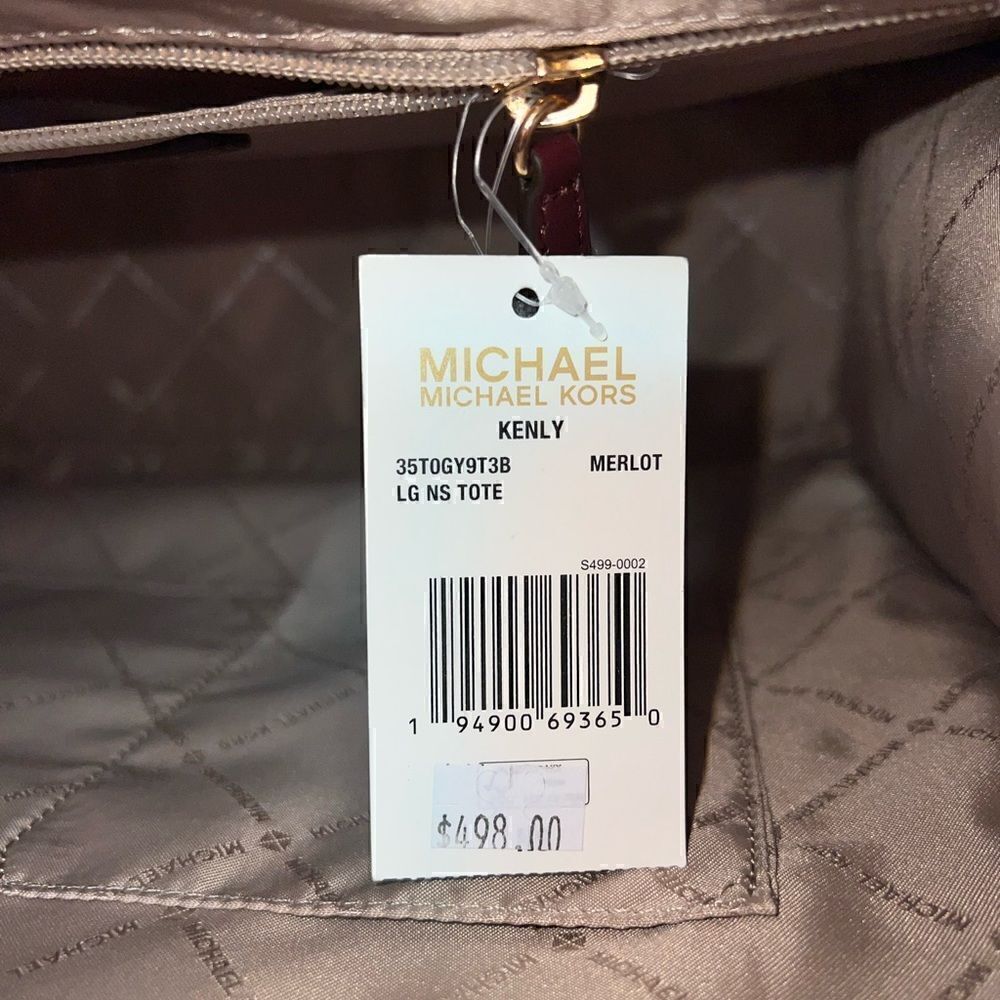 🔥🎁NWT! Michael Kors KENLY Large Travel Tote Handbag Merlot Msrp: $498.00 - Picture 7 of 7